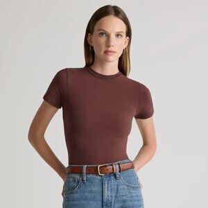 Quince Stretch Cotton Jersey Fitted T-Shirt XL in Cocoa